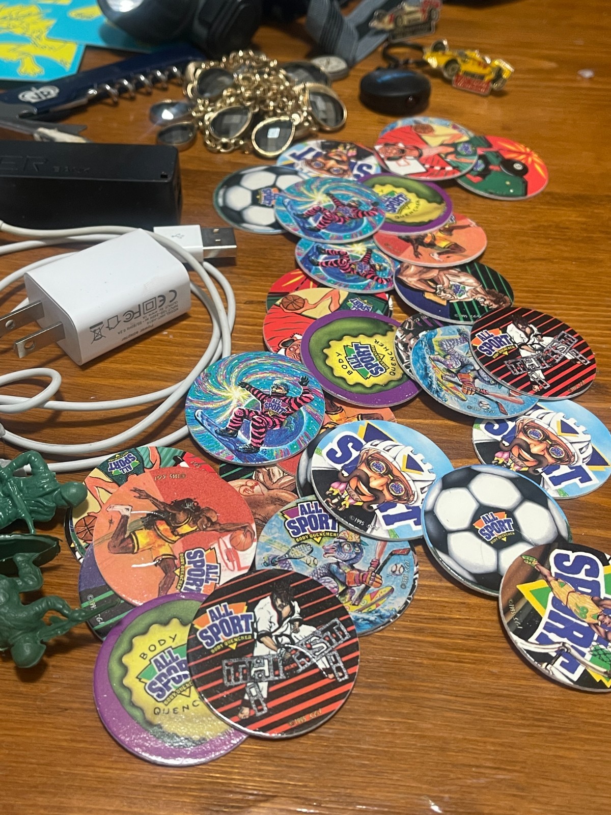 Vintage Junk Drawer Lot POWERBANK,BASEBALL , BASKETBALL Cards, GPK, CDS, Pokémon