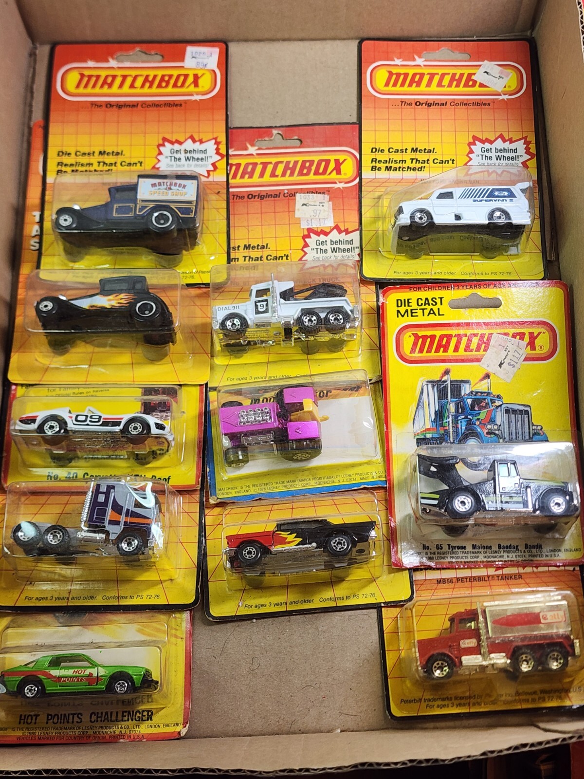 20 NOS Vintage Matchbox Diecast Toy Car & Trucks, Speed Sticks, London Holiday