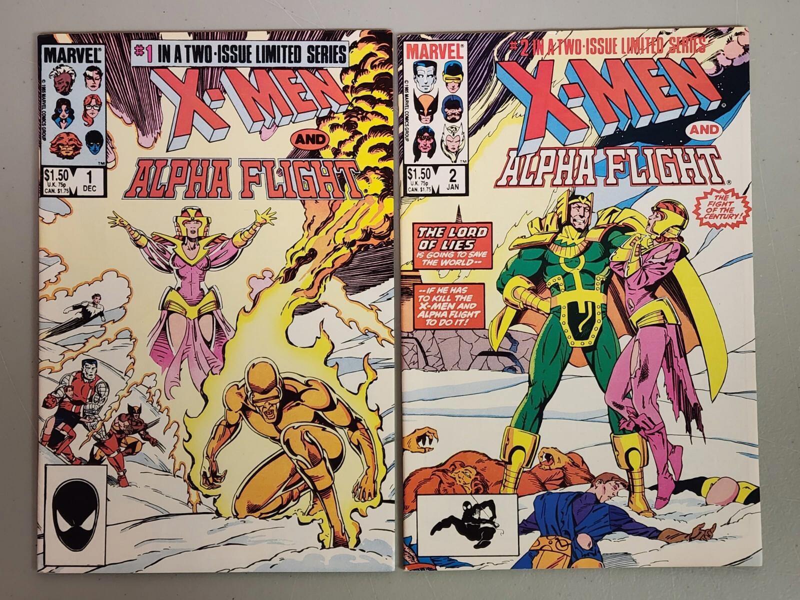X-Men and Alpha Flight #1 & 2 Full Set NM Marvel 1985