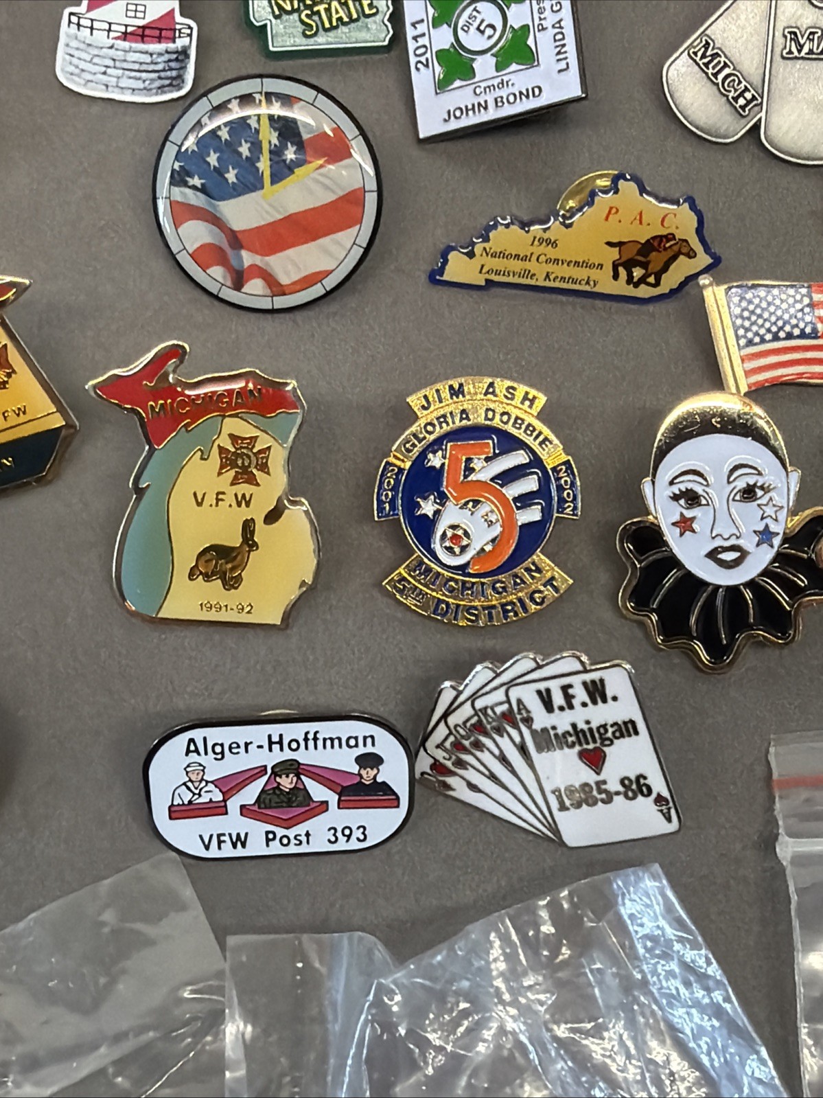 VTG Lapel Pins Lot – Vfw, Michigan, Travel, Flag, Eagle, Conventions #1 ms1