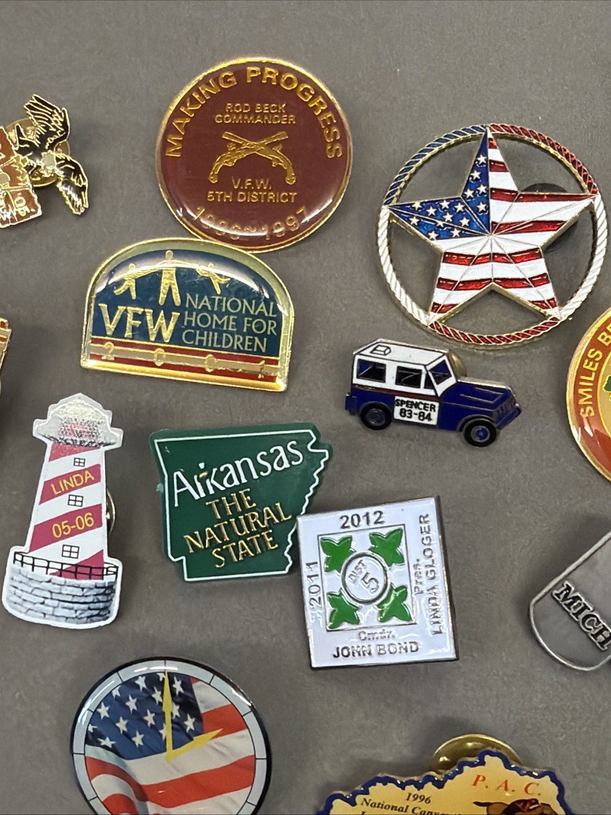 VTG Lapel Pins Lot – Vfw, Michigan, Travel, Flag, Eagle, Conventions #1 ms1