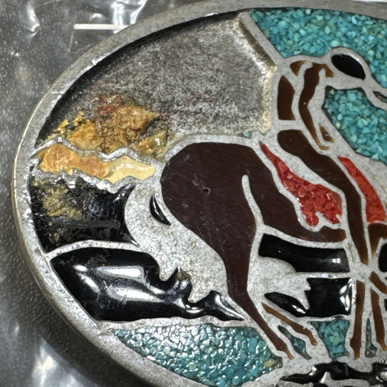 Lot of 2 Vintage Inlay Belt Buckles DeBry For Repair + Hecho en Mexico BB-07