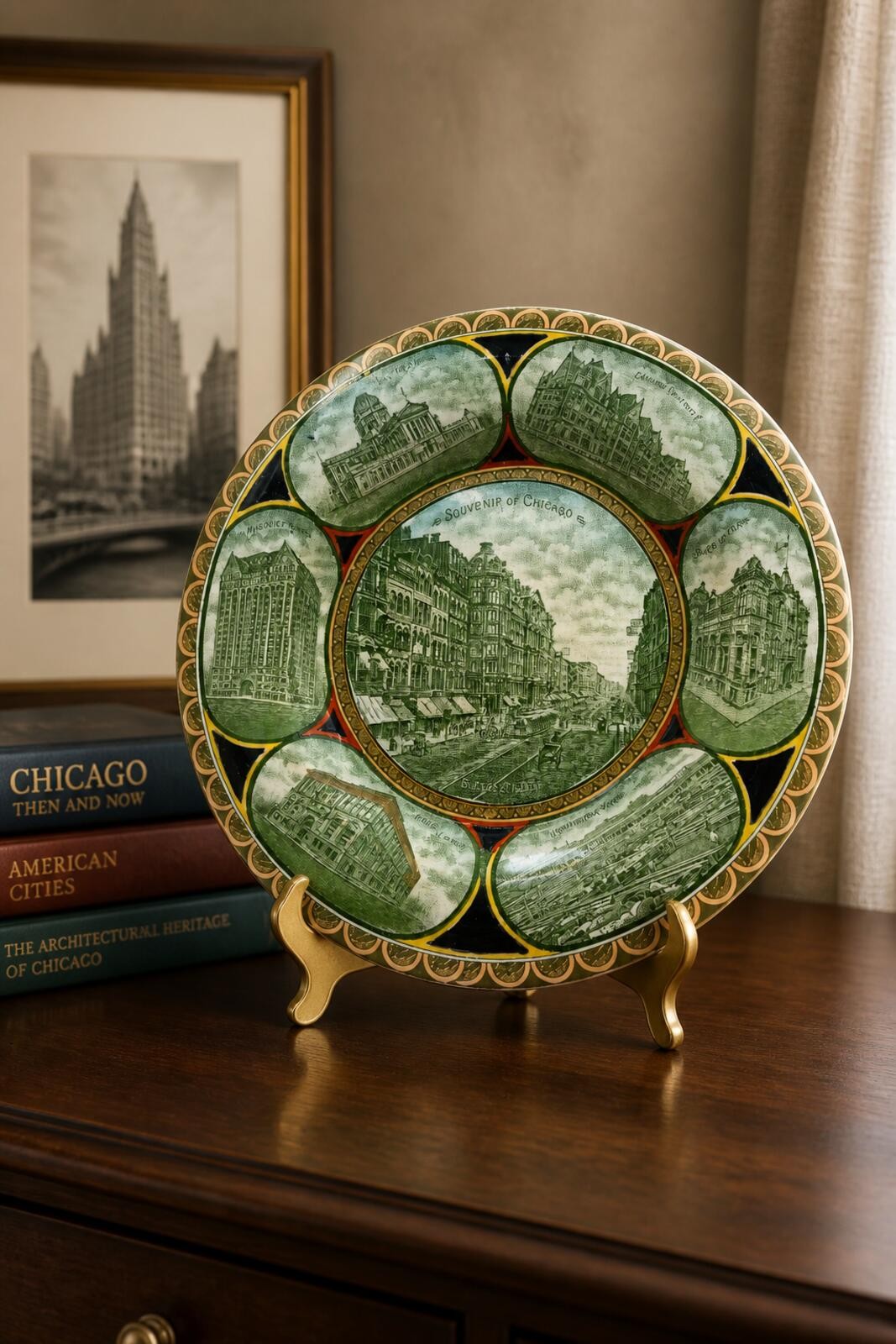 Antique Chicago Souvenir Plate Albert Pick England 10”