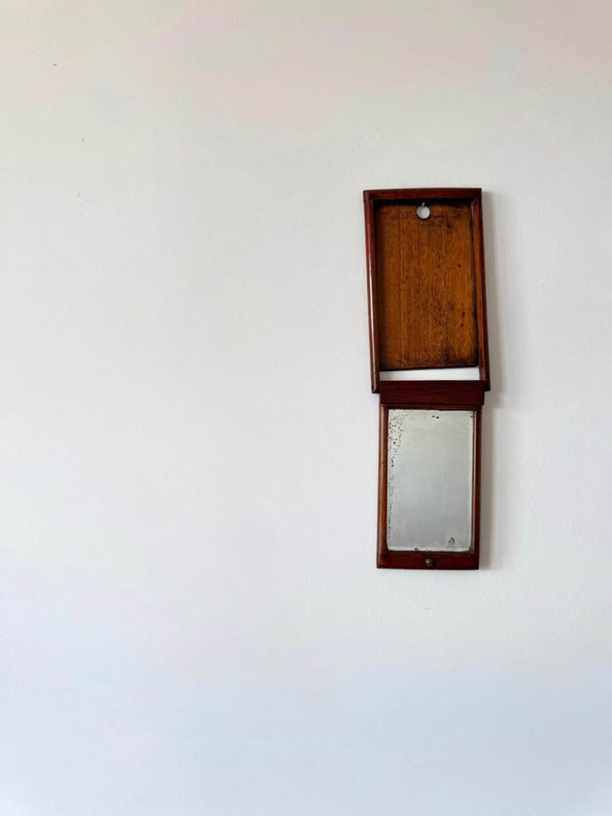 Antique English Campaign Wood Folding Mirror