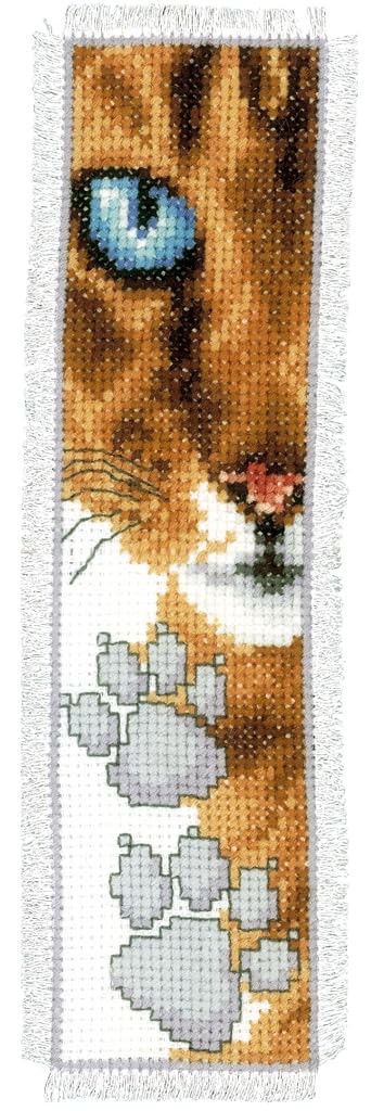 Vervaco Cross Stitch Bookmark Kit Cat 2.4″ x 8″