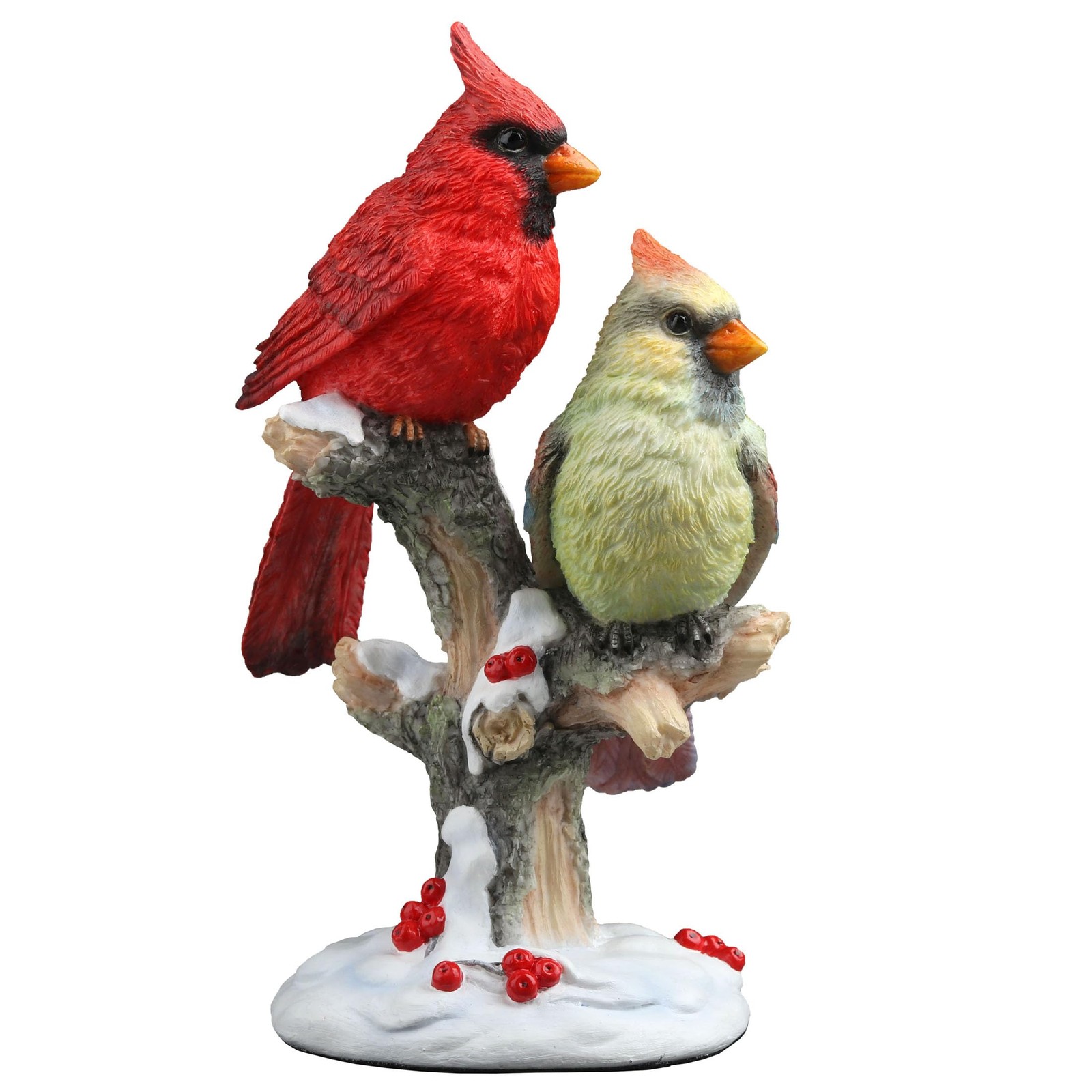 Veronese Design Cardinal Bird Couple Figurine, 6.1″ Snowy Branch Decor