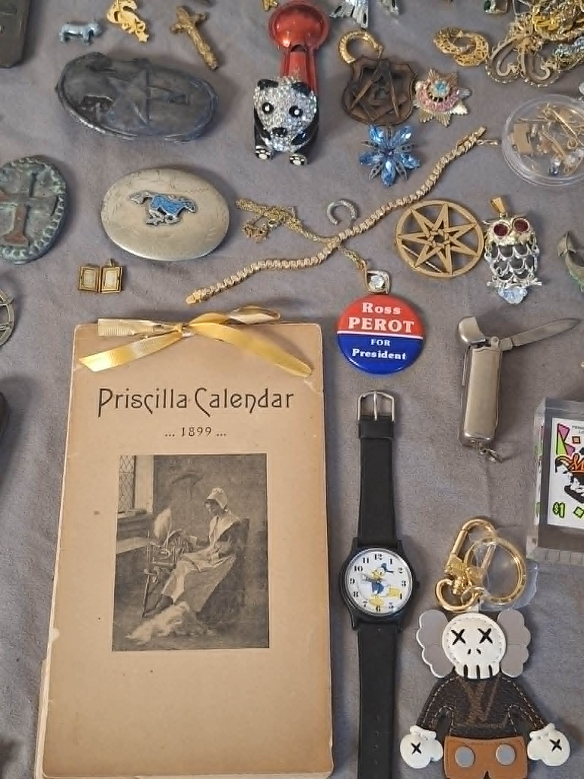 Estate Junk Drawer Lot Vintage Coins, Pocket Knife, Rings, , More