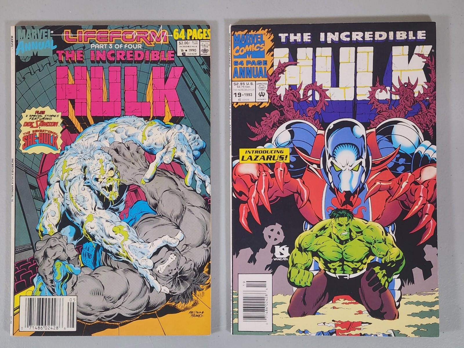 Incredible Hulk Annual #16 VF/NM & 19 VF Newsstand Marvel Comics 1990