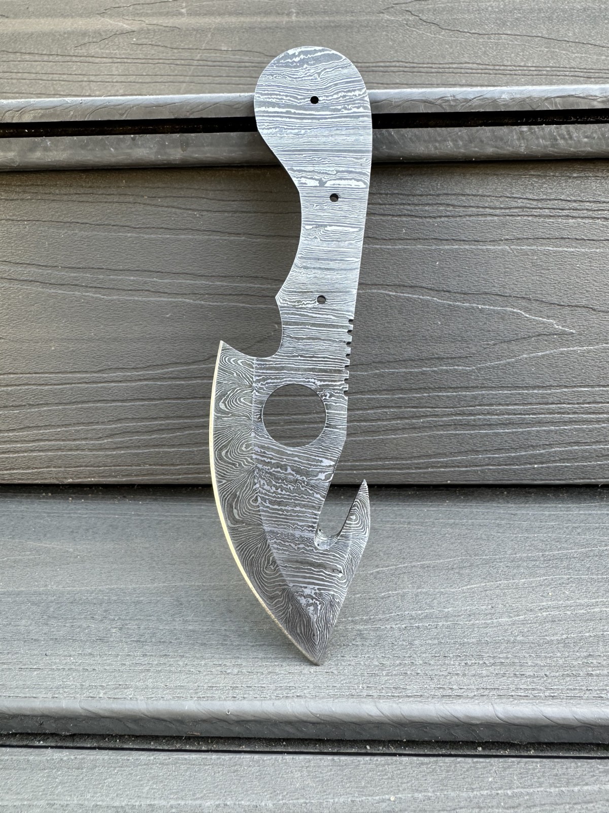 Handmade Damascus Steel Blank Blade Skinner Gut Hook Hunting Knife bowie knife