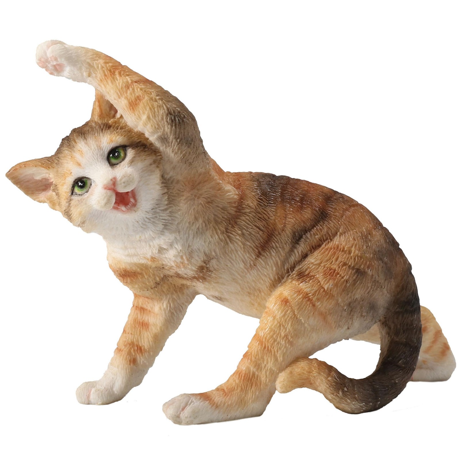 Veronese Design 3.5″ Yellow Tabby Yoga Cat Twist Pose Resin Miniature
