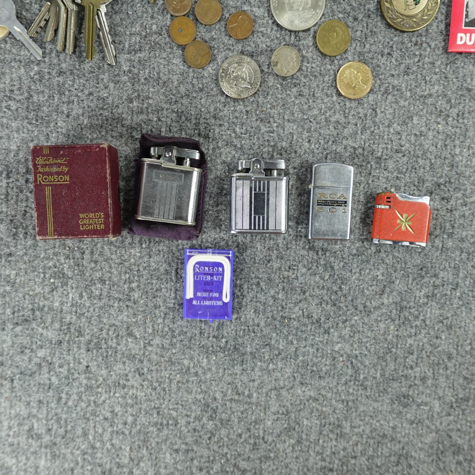 Junk Drawer Lot Lighters Coins Patches Cards Pins Buttons Mixed Smalls Grandpa🔥