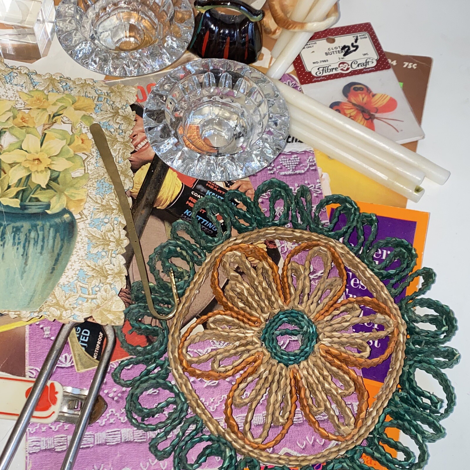 Grandma’s Vintage Junk Drawer Lot-Crafts Knick Knacks Kitchen Crystal Home Decor