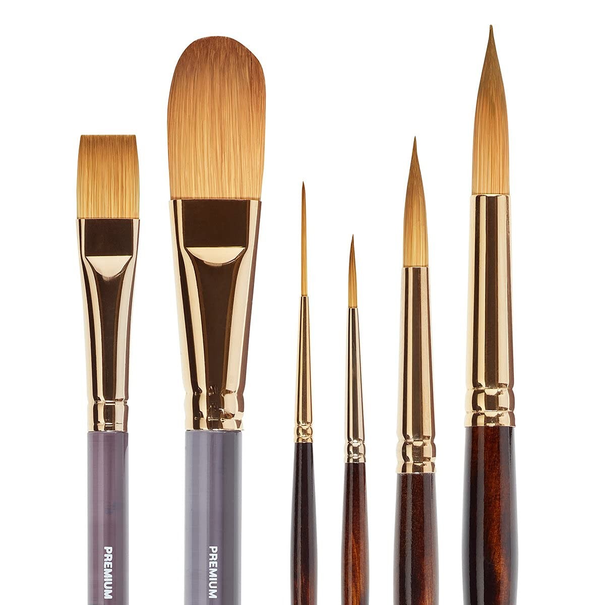 KingArt PREMIUM Finesse Kolinsky Sable Synthetic Blend Paint Brush Set, Set of 6