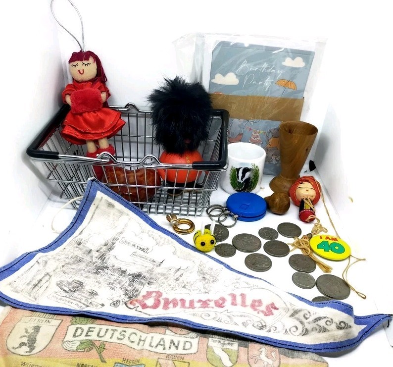 Vintage & Modern Mixed Collectibles Joblot, pennants Coins, Eggcups, china Heart