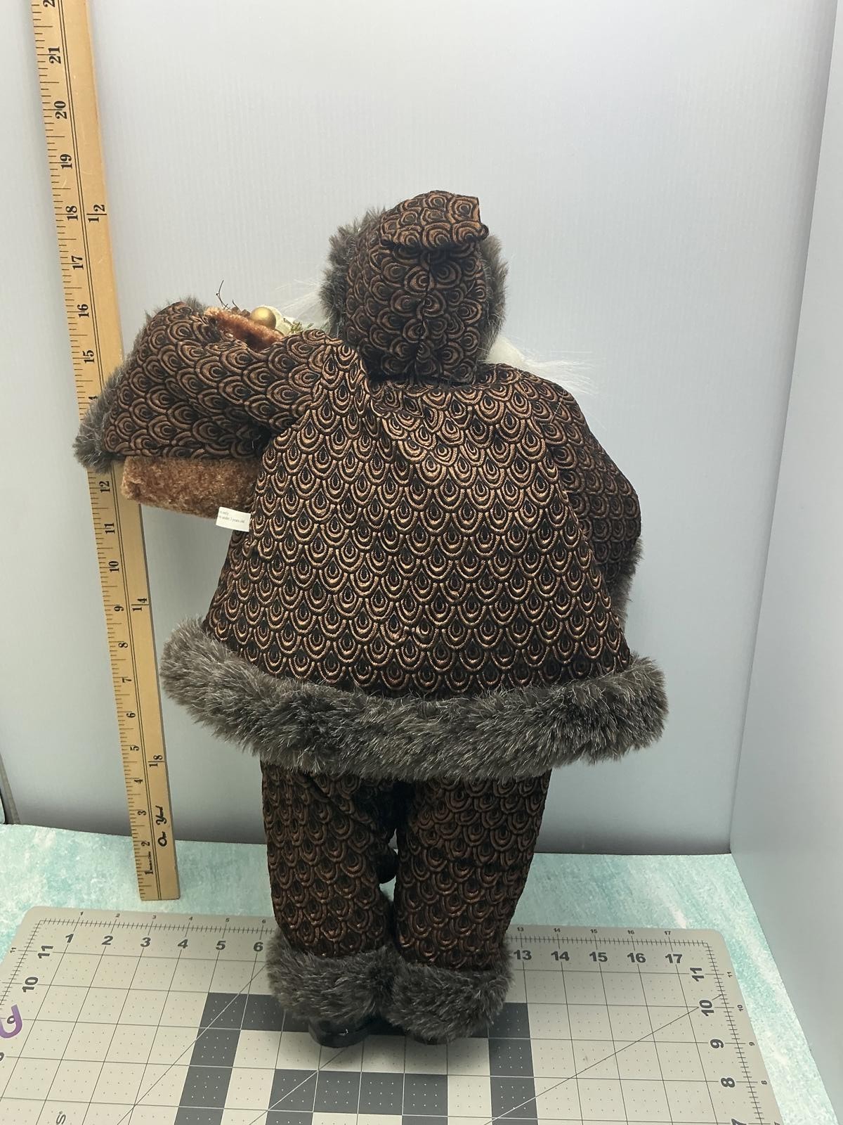 Vintage Santa Claus Figurine with Fur Trim and Sack