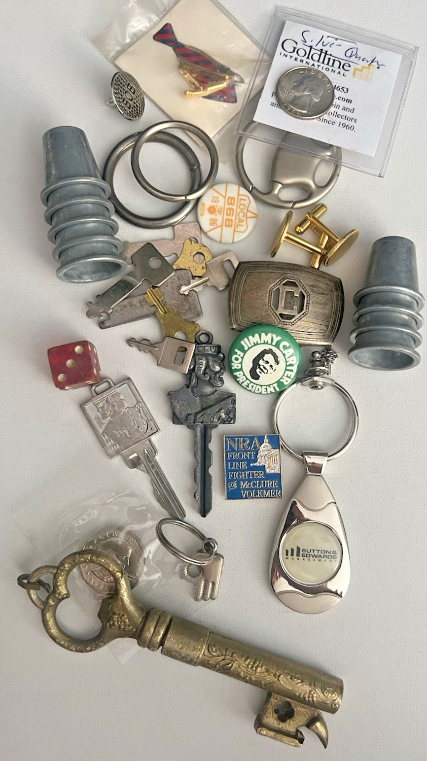 Grandpas Junk drawer Silver coin Old Keys Car Keys Ransom stuff