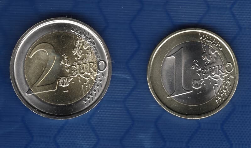 San Marino 2021 2 coins set ，1 ,2 EURO，UNC Bimetal