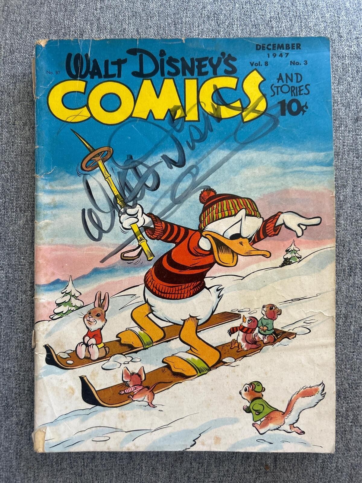 Walt Disney Signed Autographed December 1947 Donald Duck Comic Book w/ COA Rare