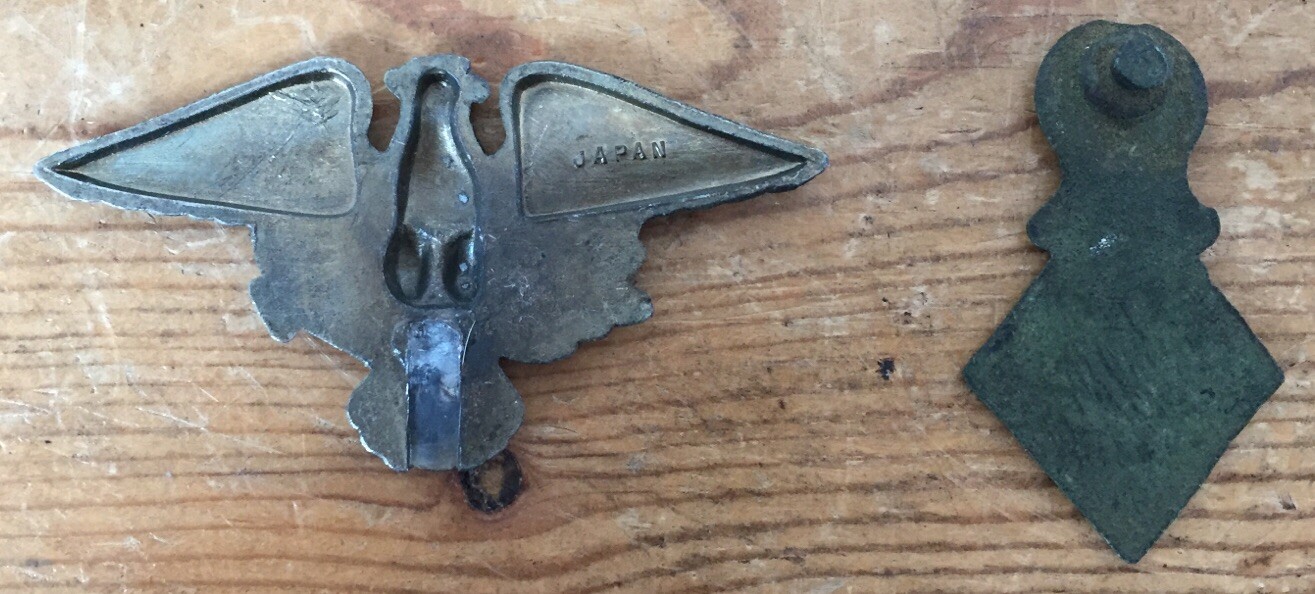 Pair Junk Drawer Vtg Small Antique Brass Eagle w Arrows Metal Trinkets Objects