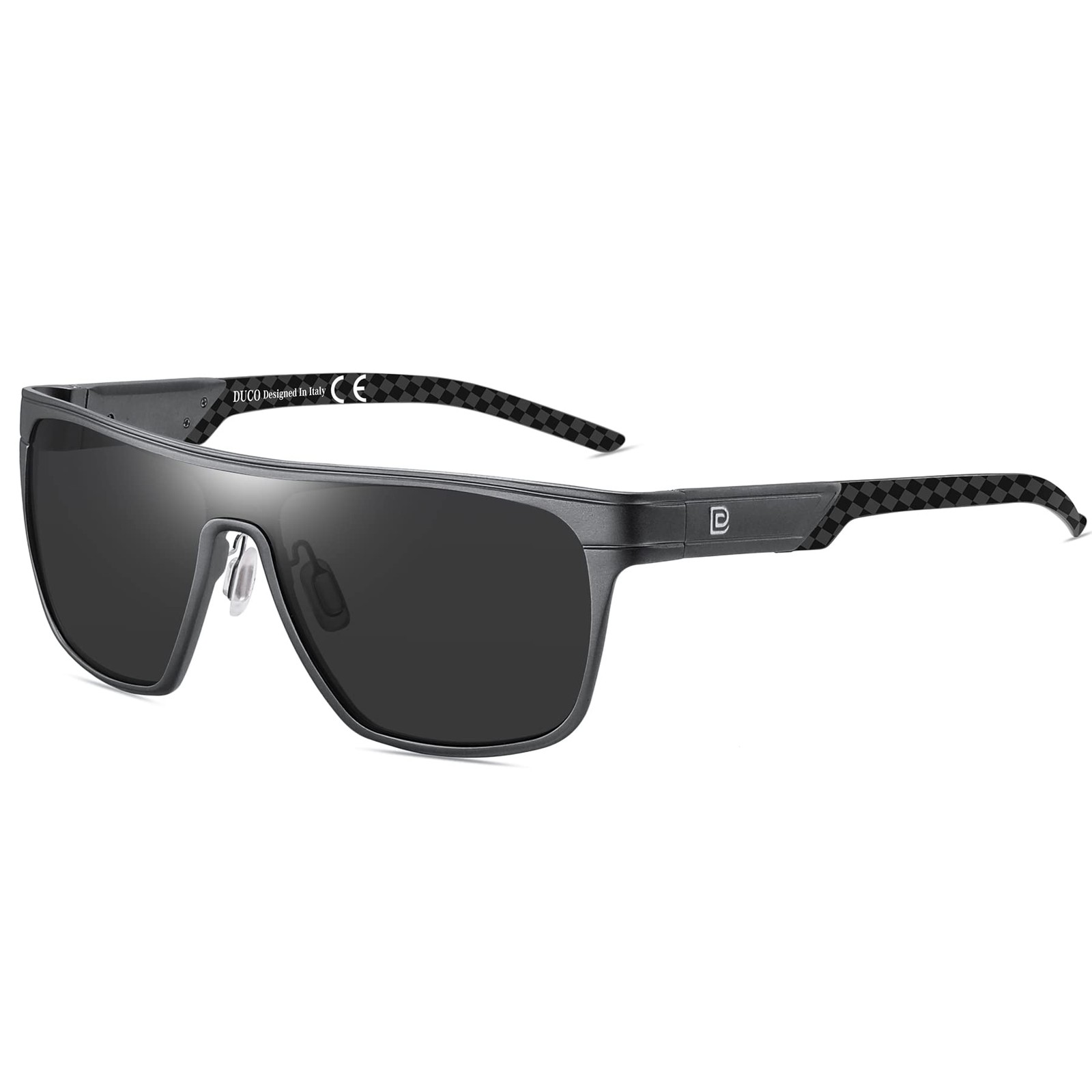 DUCO Square Polarized Sunglasses – Men’s Flat Top Carbon Fiber, DC8230