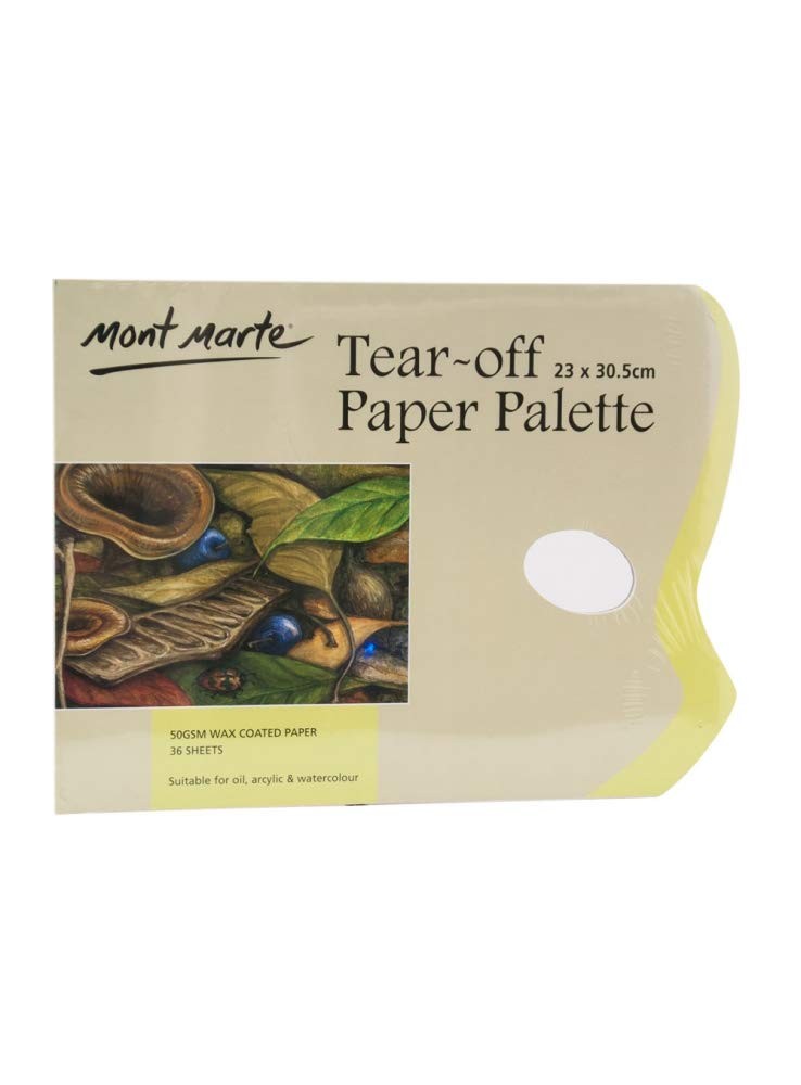 Mont Marte Global Tear-off Paper Palette, 36 Sheets, Wax Coated, White
