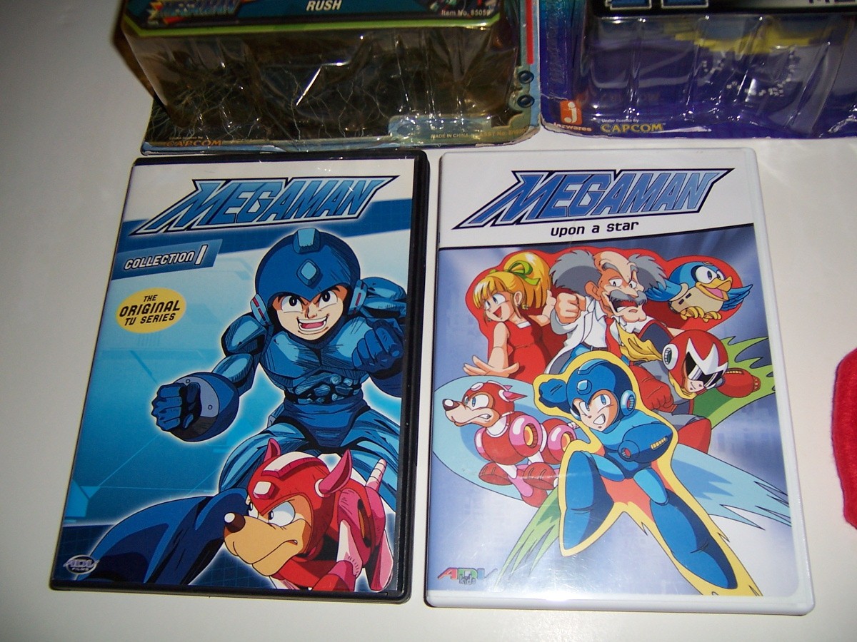 Lot Mega Man and Rush Figures Protoman Hat New + DVD Collection 1 & Upon A Star