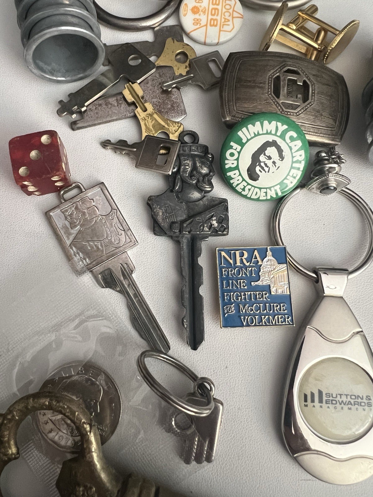 Grandpas Junk drawer Silver coin Old Keys Car Keys Ransom stuff