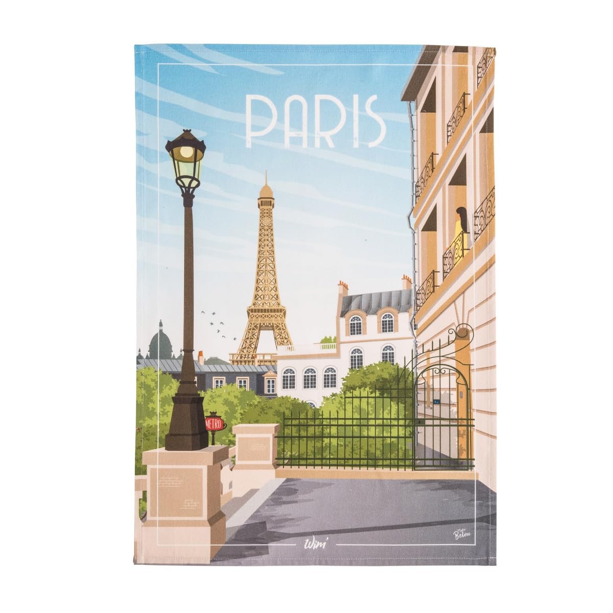 Coucke French Cotton Printed Tea Towel WIM Paris 20×30 Inch Cotton