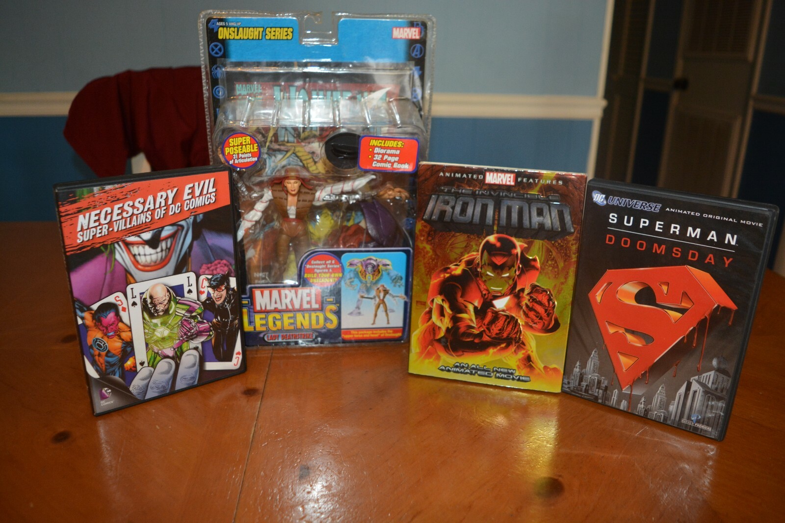 DVD COMIC BOOK COLLECTION WITH RARE MARVEL LEGENDS LADY DEATHSTROKE FIGURE