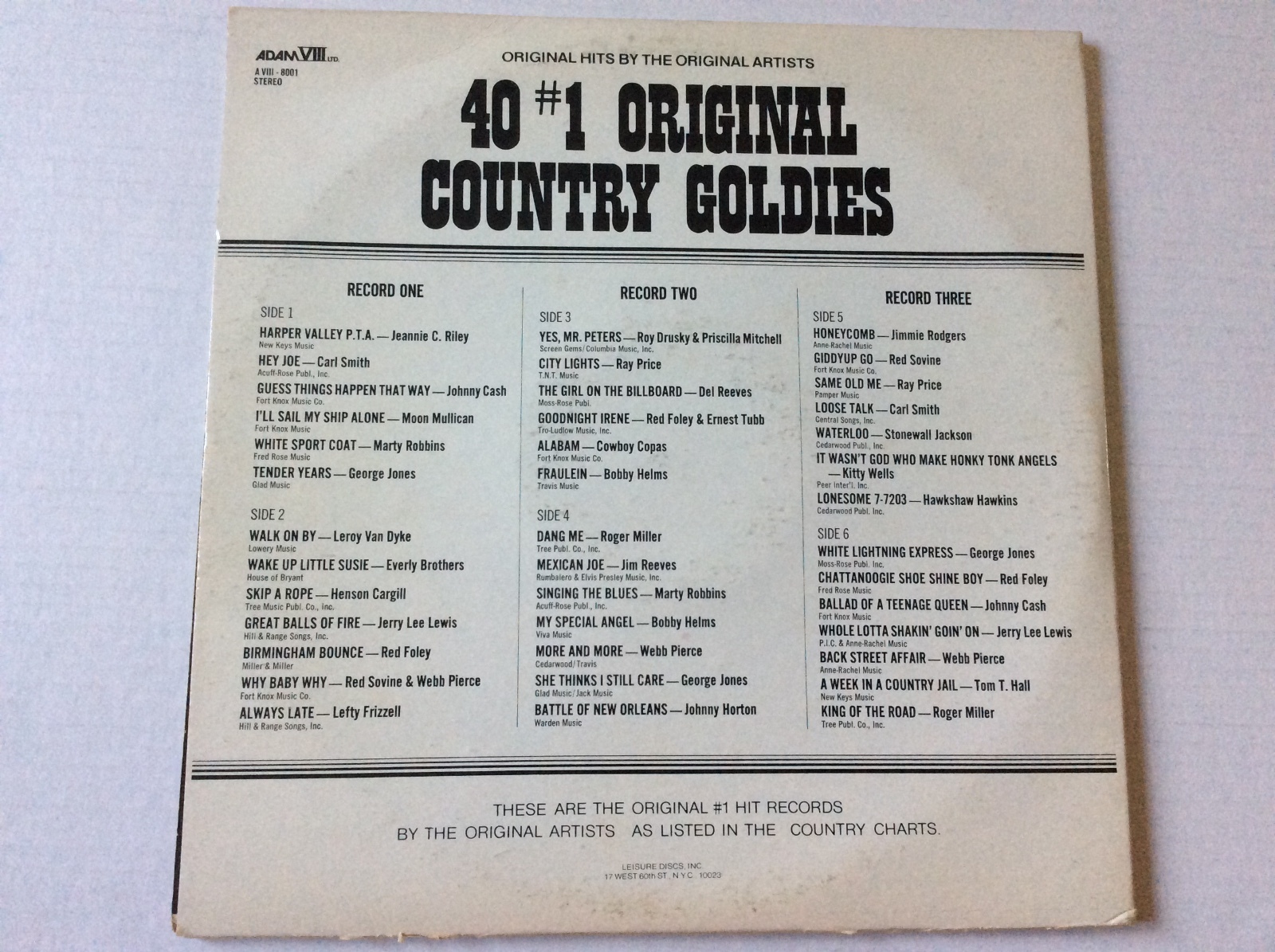 Vintage 40 #1 Original Country Goldies 3 LPs Set Johnny Cash Jerry Lee Lewis NM