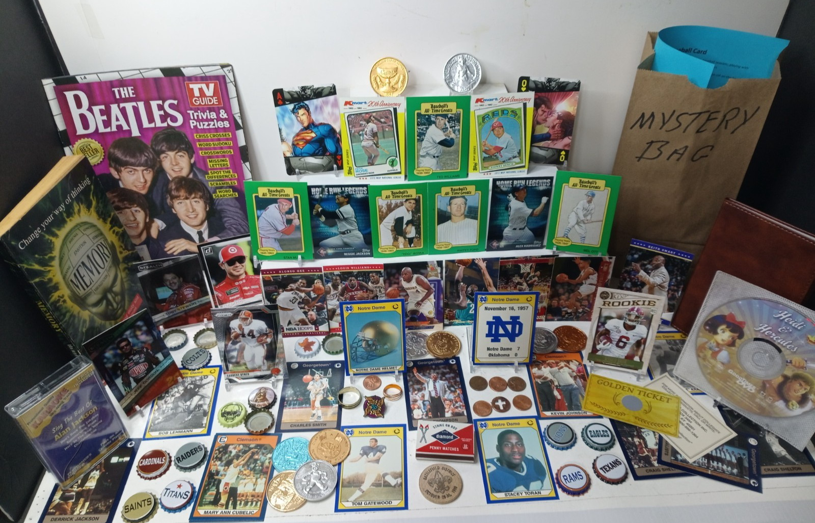 Loaded Junk Drawer Lot Collectibles, Trading Cards, Coins, Tokens, Misc, #P630