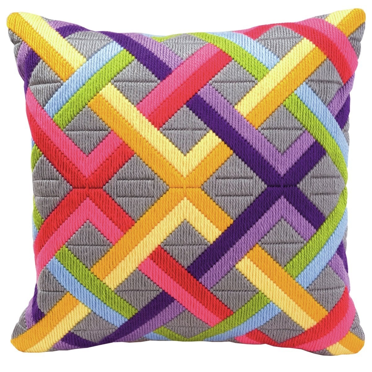 Colourful Diagonals Long Stitch Cushion Front – Longstitch Kit