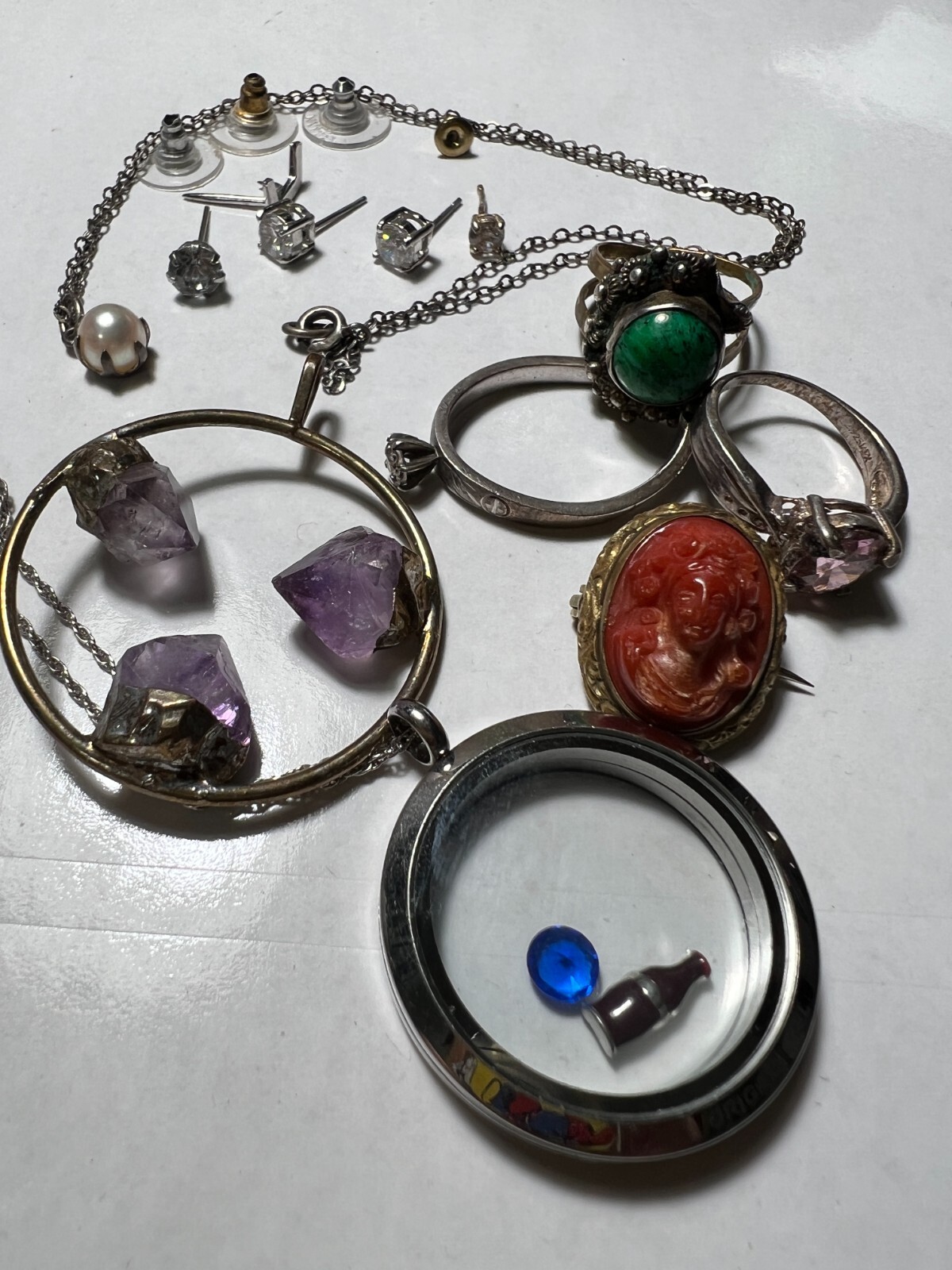 COOL BEANS Antique Brass Jewelry Lot w/ Bonus Sterling Silver & Fashion Pieces