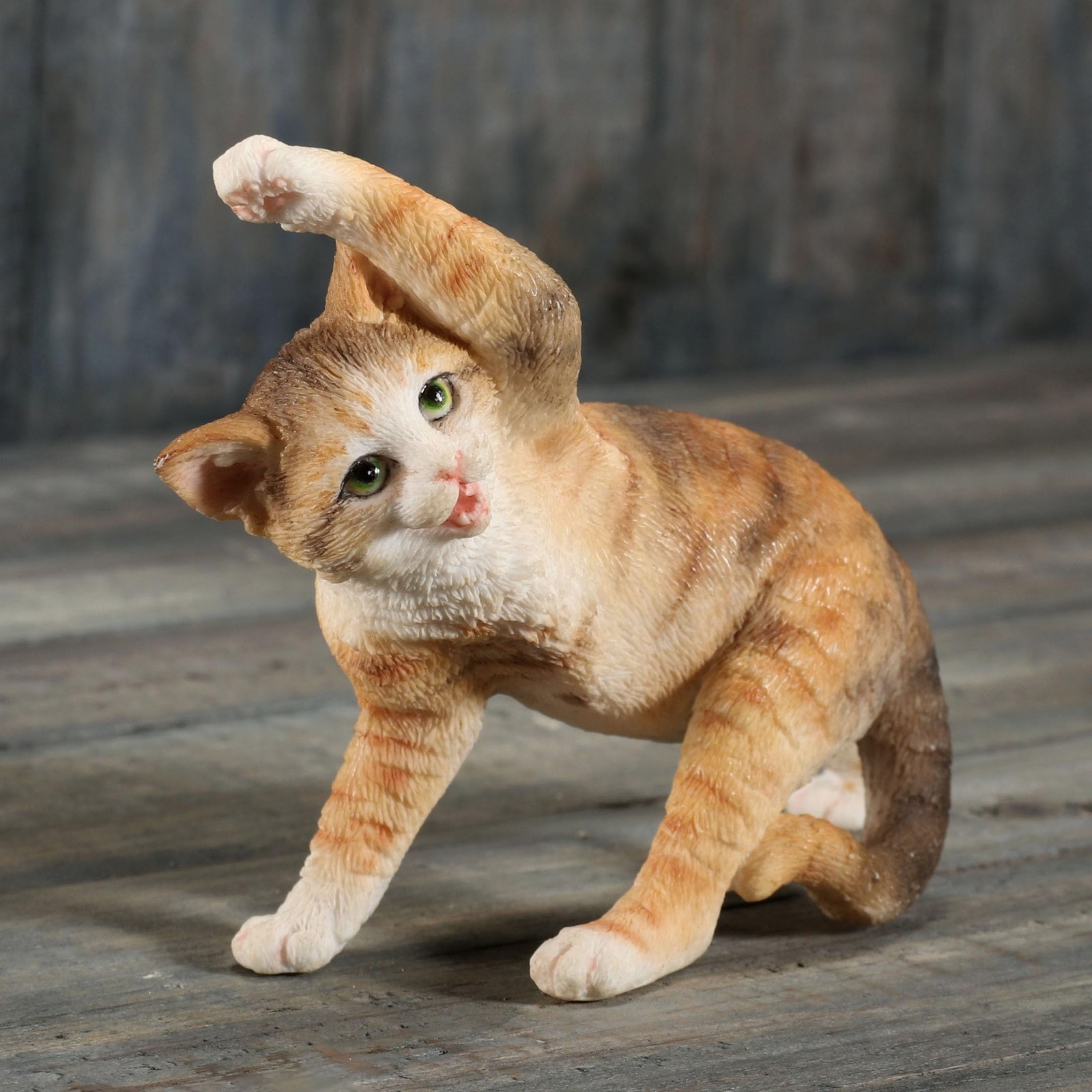Veronese Design 3.5″ Yellow Tabby Yoga Cat Twist Pose Resin Miniature