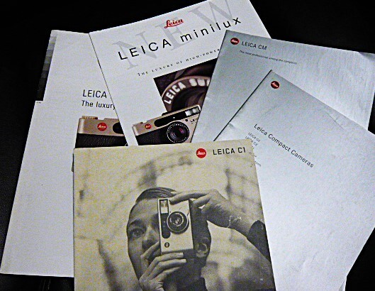 Leica, publications (5). Minilux, CM, C1, Leica Compact Cameras. English, Superb