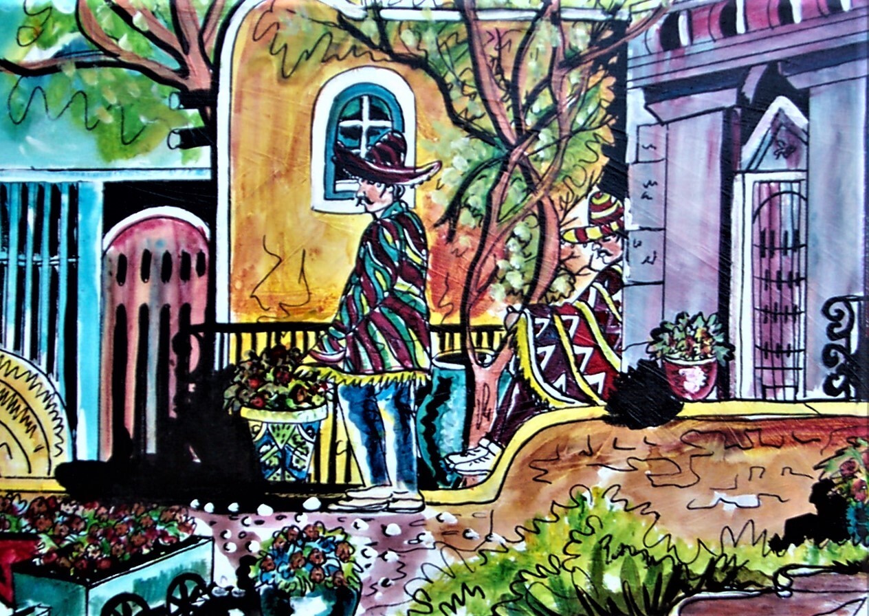 FLEESE ART, BY ALICE DAENA, GRAND HOTEL- MEXICO,- MARKET-LADY IN PINK ,