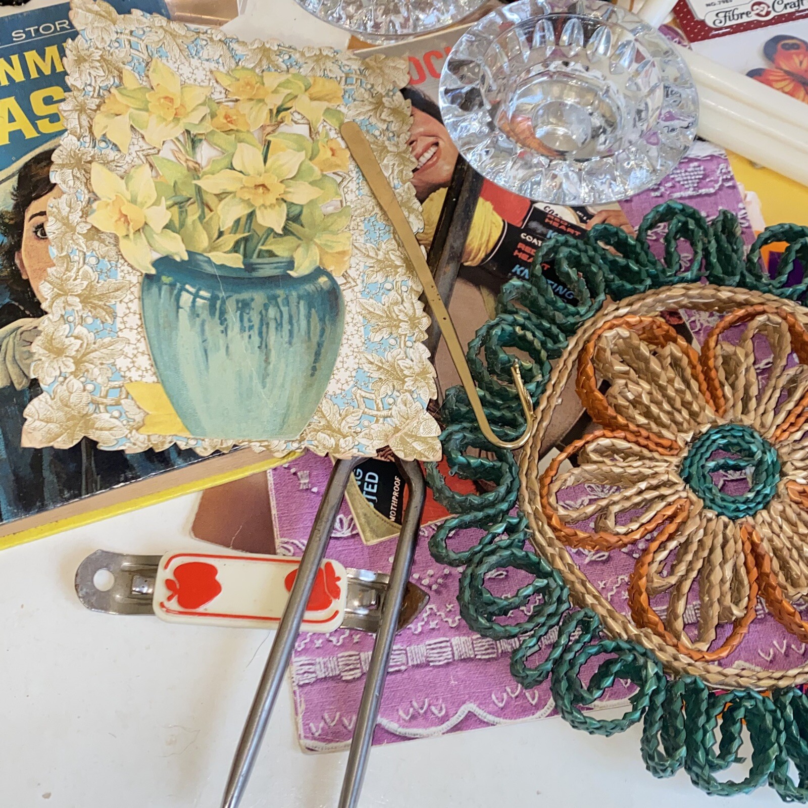 Grandma’s Vintage Junk Drawer Lot-Crafts Knick Knacks Kitchen Crystal Home Decor