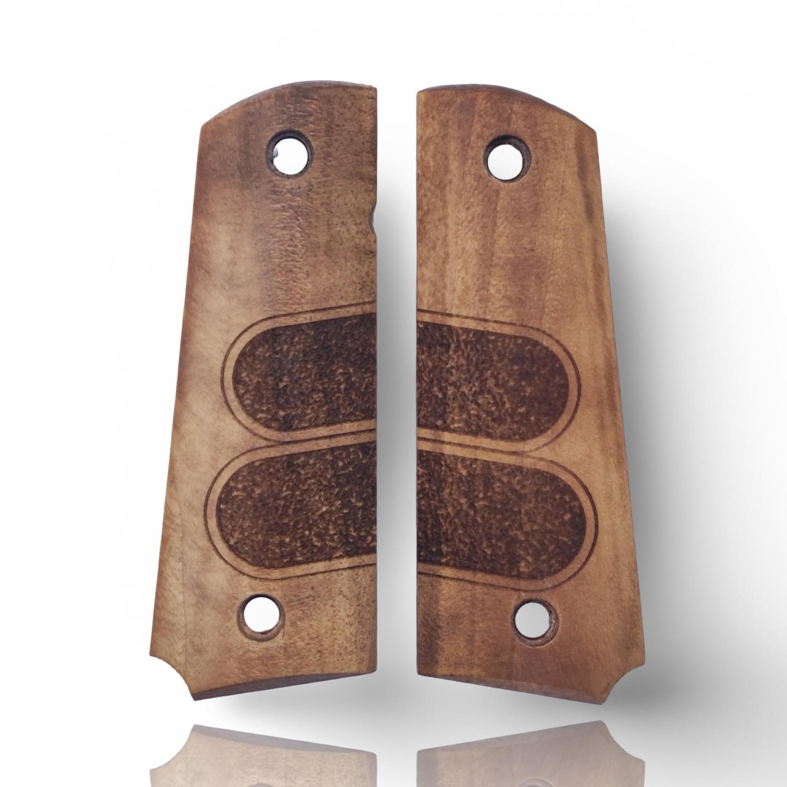 Zib Grips 1911 Walnut Wood Pistol Grips Oil Finish Twin Fields Full Size