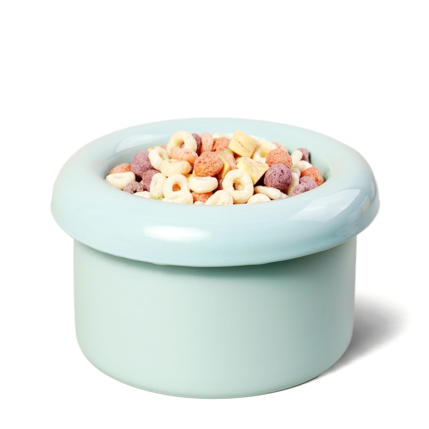 BOWLBOWL Elevated Ceramic Cat & Dog Bowl Stand 7.3in Wide Blue Donut Korea