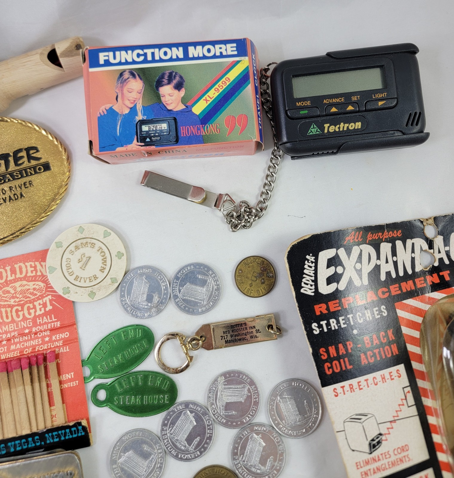 Men’s Estate Junk Drawer Lot Vintage Casino Coin Collectibles Watch Buckles Pins