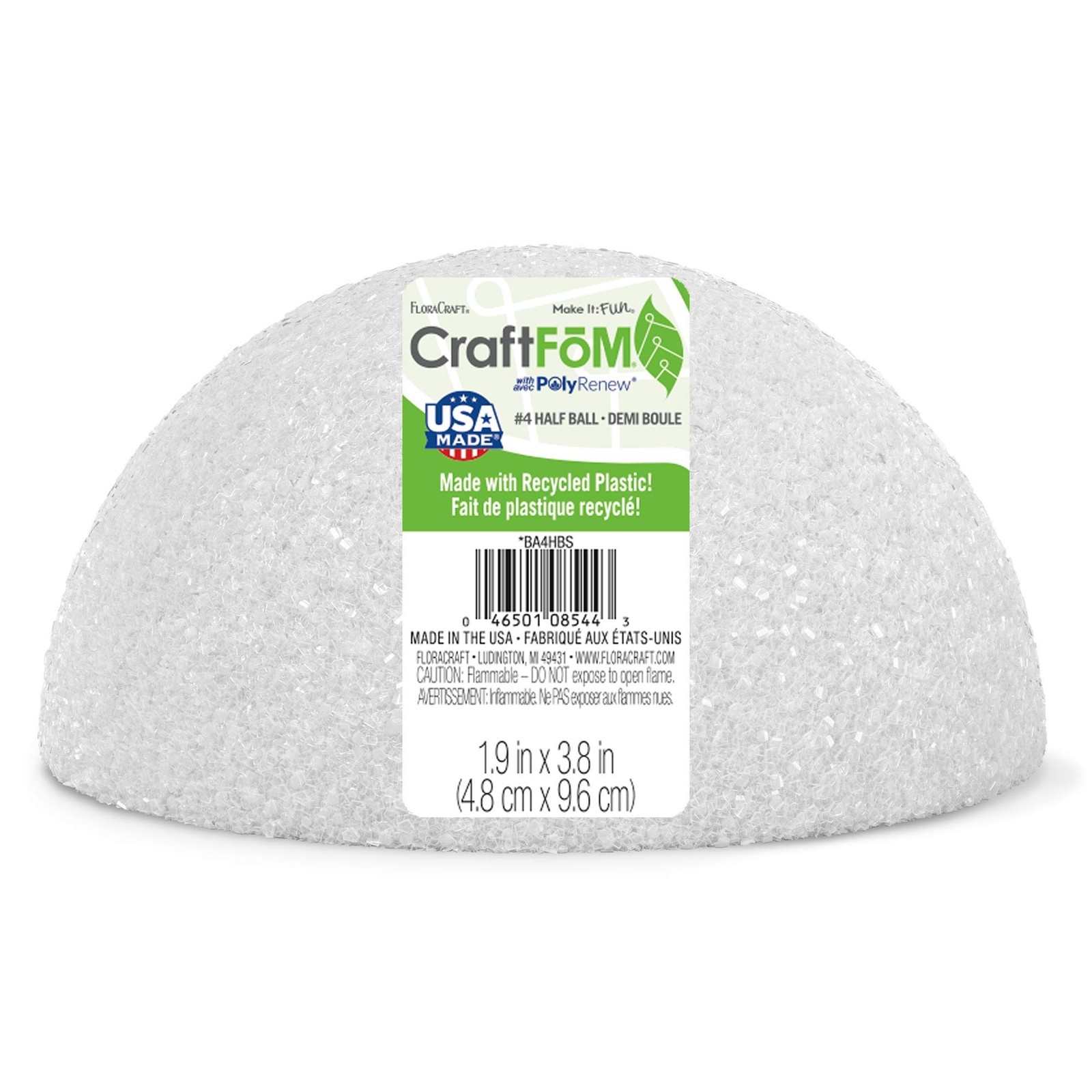 FloraCraft CraftF≈çM Half Ball 1.9 Inch x 3.8 Inch White