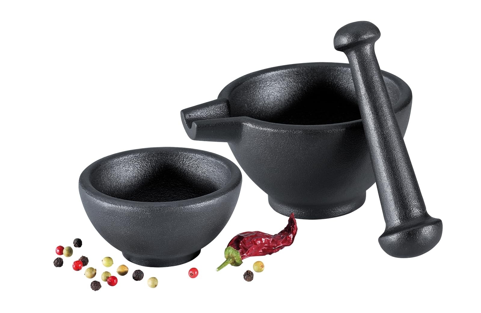 Zassenhaus 3-Piece Cast Iron Mortar & Pestle Grinder Set, Large 3-Inch