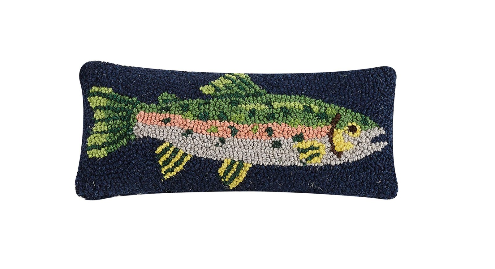 Peking Handicraft 12″ Blown Filled Trout Hook Throw Pillow Wool & Cotton