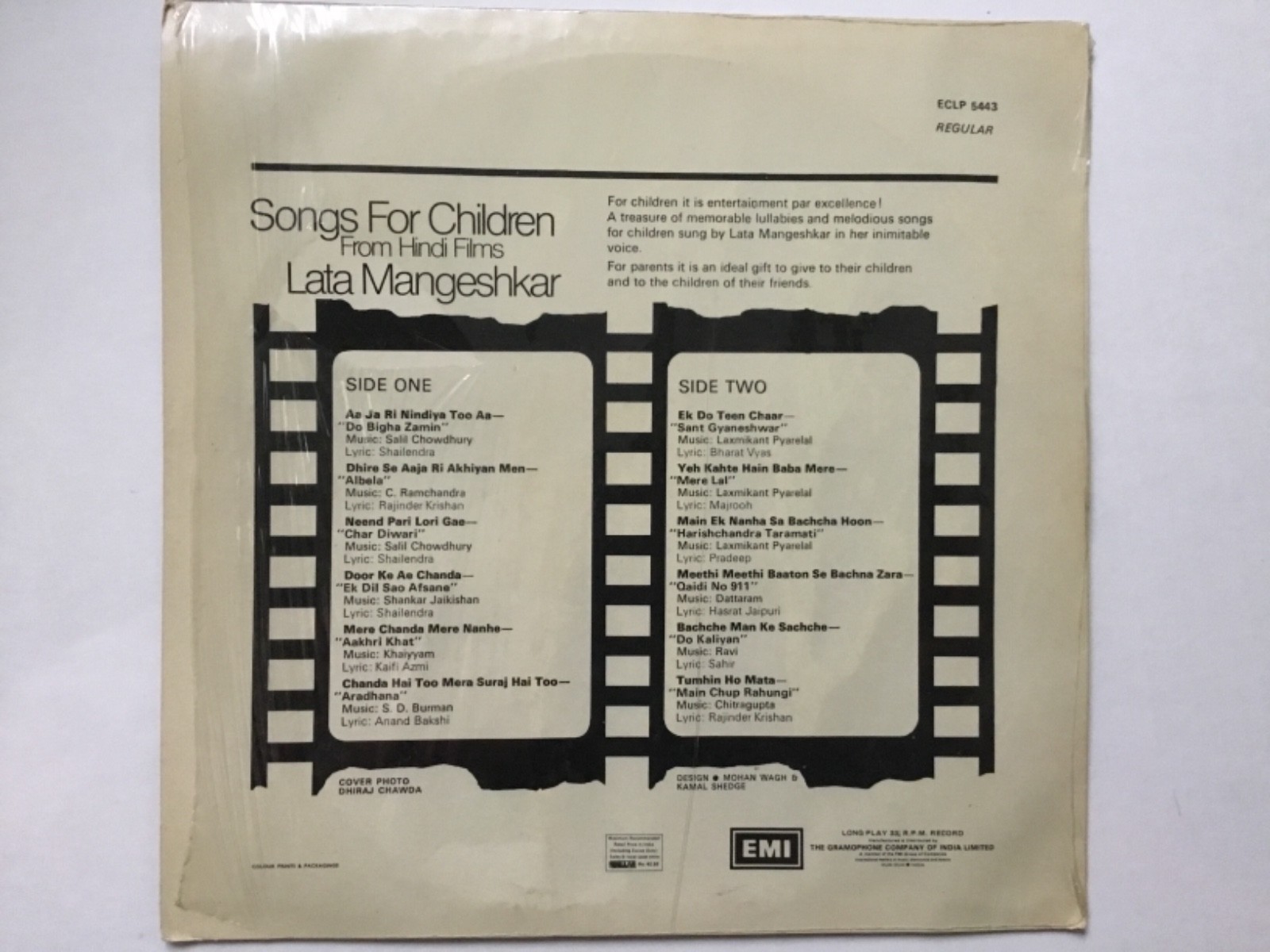 LATA MANGESHKAR: Songs For Children From Hindi Films LP Bollywood Indian MINT+CD