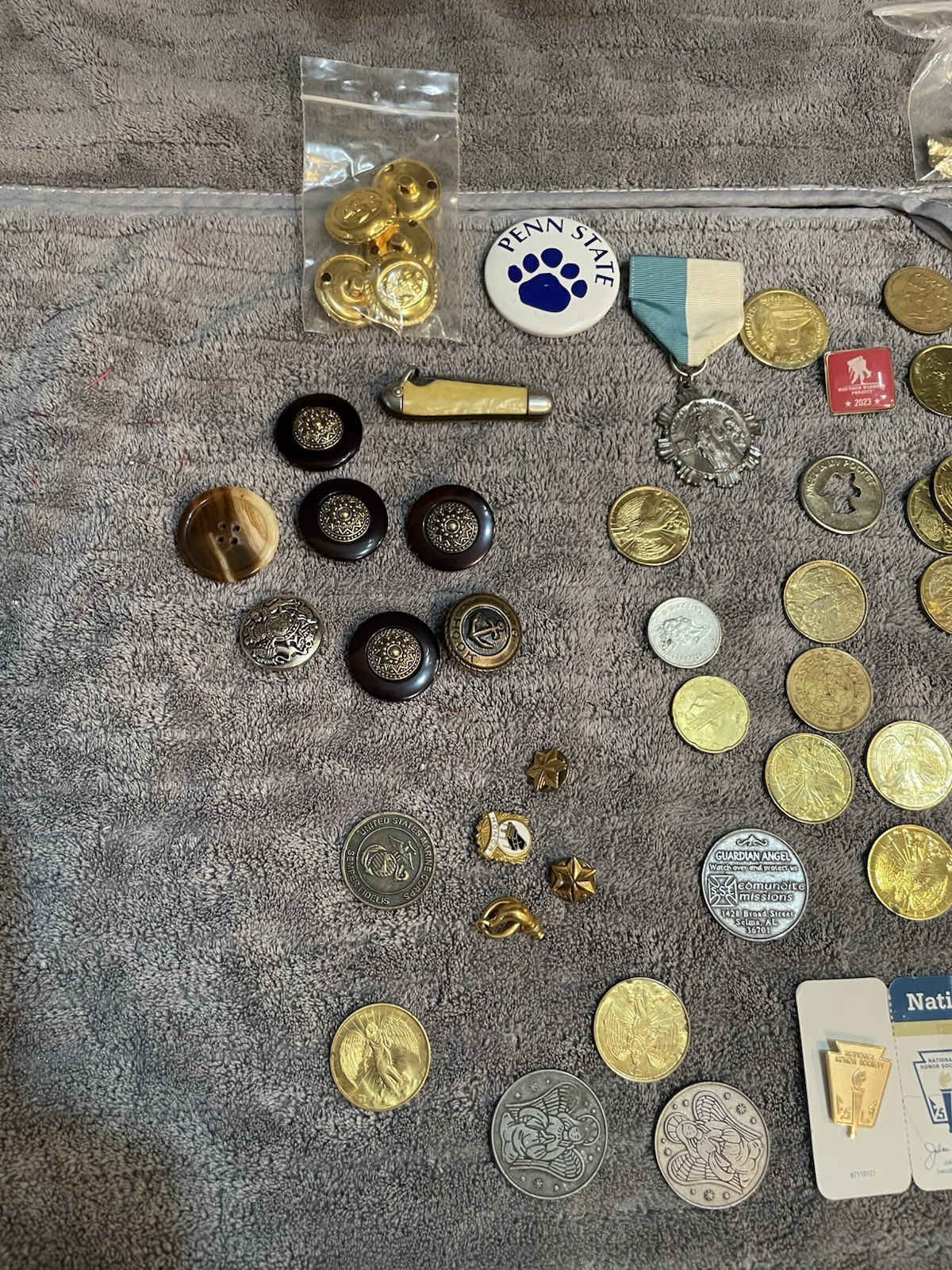 Junk Drawer Lot Miscellaneous Coins Mismatched Jewelry Buttons Lot