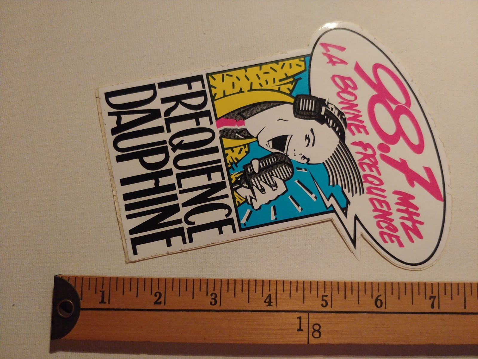 * 1 FRENCH FRANCE RADIO STATION DAUPHINE 98.7 MHZ STICKER DECAL AUTO-COLLANT *