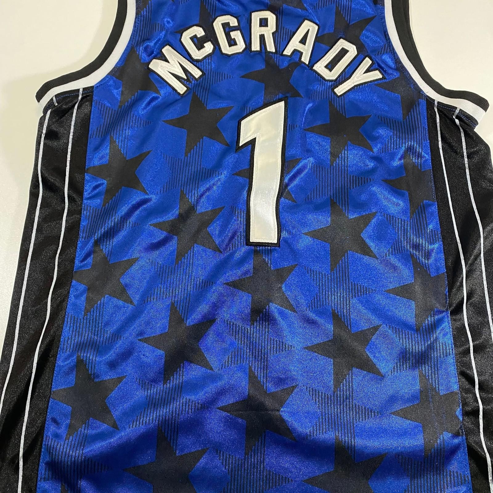 Reebok Tracy McGrady T-Mac Orlando Magic Sewn Blue Stars Jersey Men’s Small
