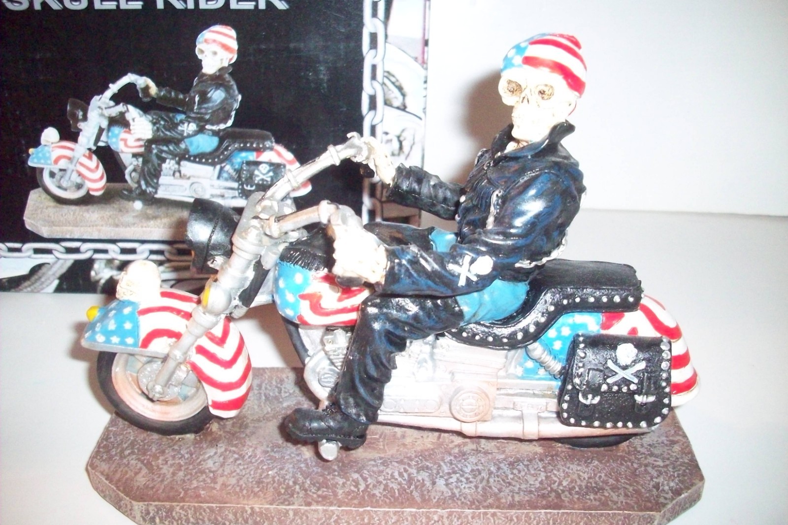 2 ct lot American Eagle Flag clock and Skull Rider American Flag motorcycle new
